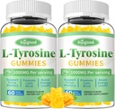 Gummies L-Tyrosine pour adultes et enfants - Supplément L-Tyrosine de 1000mg Gummies pour le cerveau, l'humeur, le soutien énergétique, végétalien et sans gluten, Mango Flavor, 120 comte