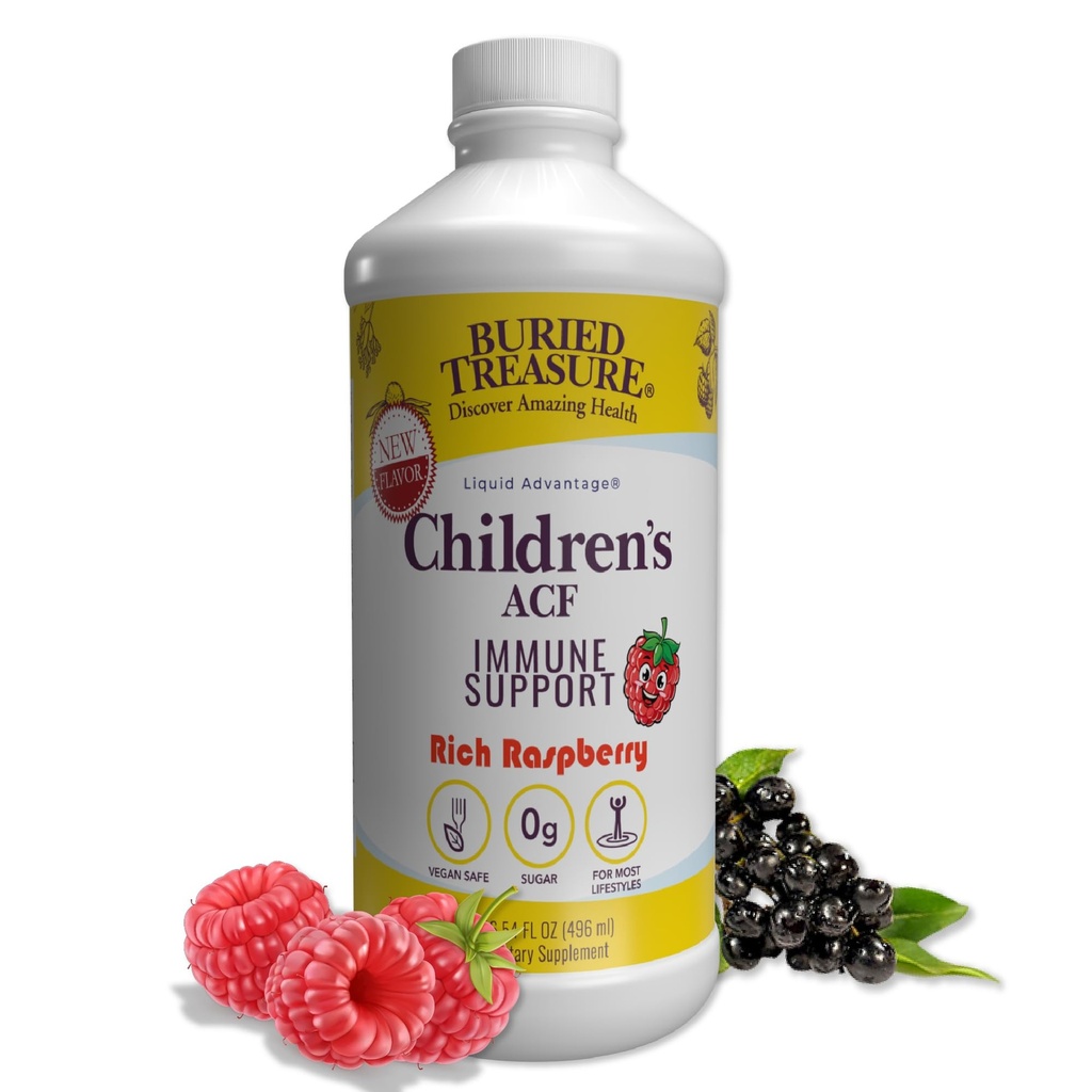 Trésor enseveli enfants ACF - 16oz. 16 Servir avec des baies d'eau, vitamine C, zinc, Echinacea pour enfants Imune Support, 0 sucre