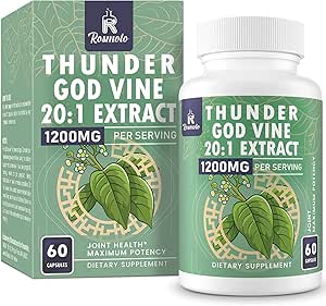 1200 MG Thunder God Vine Root Extract 20:1 Supplément, Tripterygium Wilfordii supplément à base de plantes, formule végétalienne avec Lei Gong Teng Extract, 60 Capsules