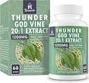 1200 MG Thunder God Vine Root Extract 20:1 Supplément, Tripterygium Wilfordii supplément à base de plantes, formule végétalienne avec Lei Gong Teng Extract, 60 Capsules