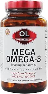 Laboratoires olympiques Mega Omega-3 Huiles de poisson 120 Comte Softgel