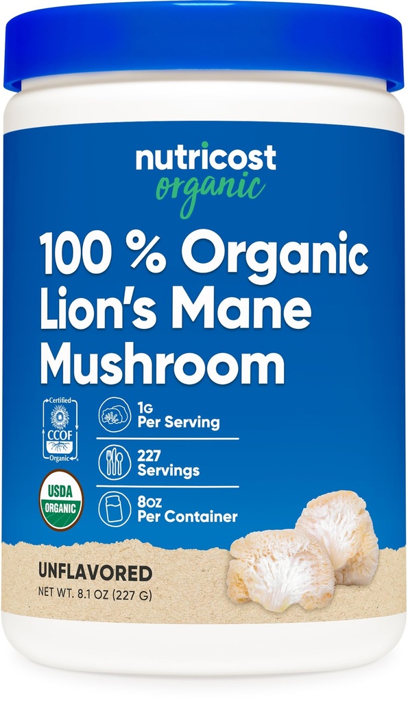 Poudre de champignons Lion biologique Nutricost (8 oz) - 227 portions, supplément biologique certifié USDA