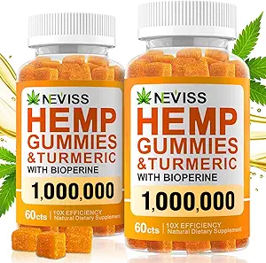 (2 Pack) Gummiés de chanvre avec du curcuma et de la bioperine 1000000, 100% bio naturel Gummiés de chanvre Fabriqué aux États-Unis.