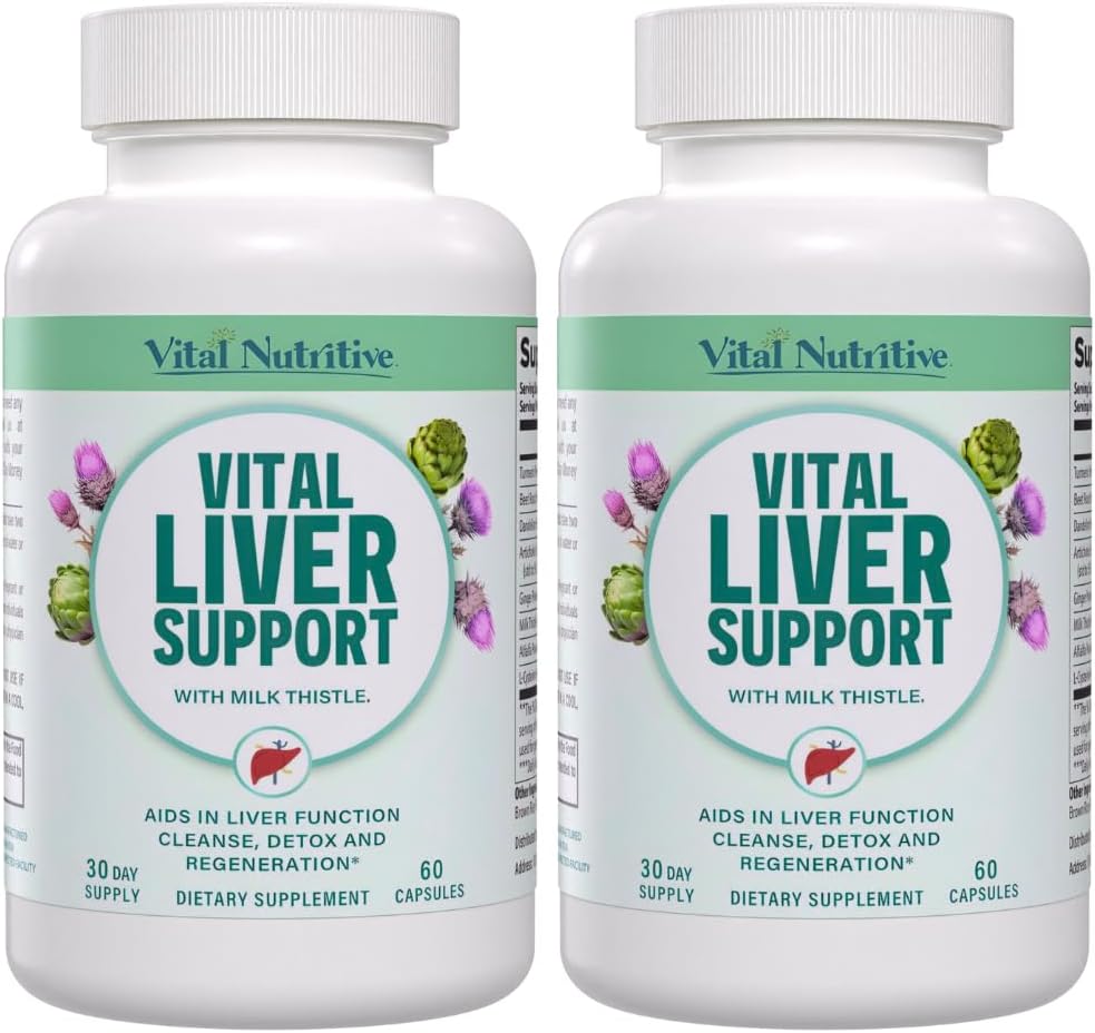 Vital Liver Support - Premium Liver Cleanse Detox & Repair Formula avec le chardon de lait soutient la santé du foie et le nettoyage de désintoxication