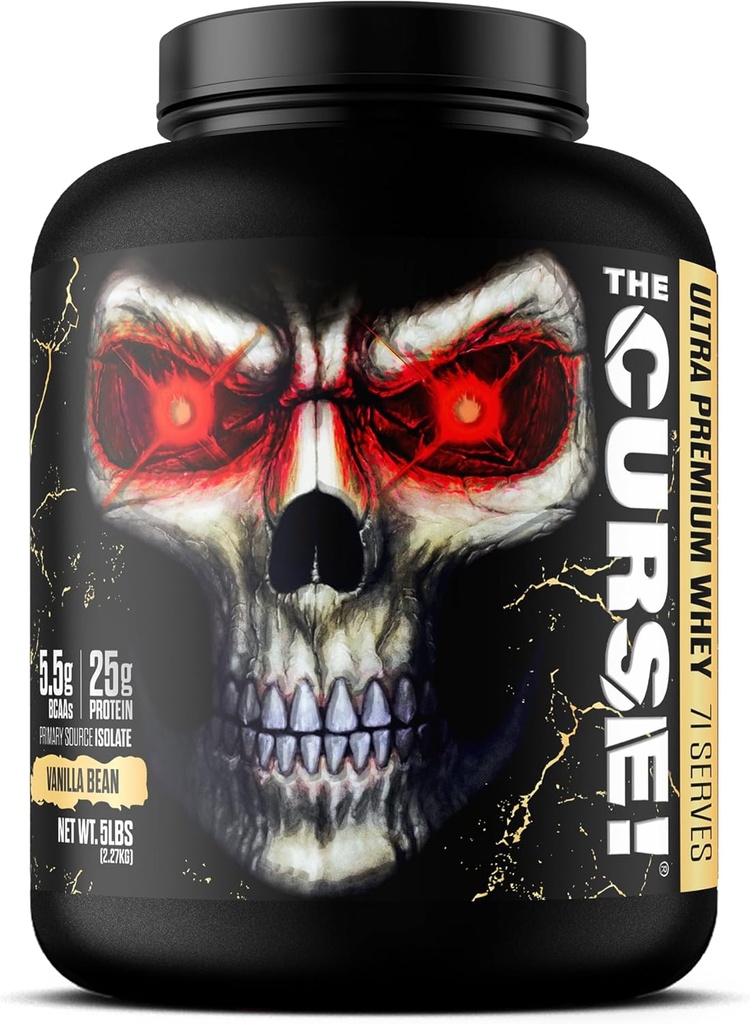 JNX SPORTS La Malédiction ! Protéine de lactosérum Ultra Premium Poudre de lactosérum Vanille Bean 5lb.25g Protéine par portion, source primaire Isolation de lactosérum