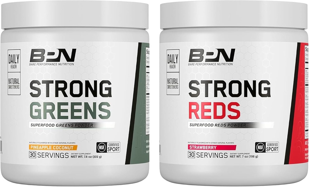 BARE PERFORMANCE NUTRITION BPN Verts forts (coconte de pomme de terre) et rouges (groseille) Superfood Bundle