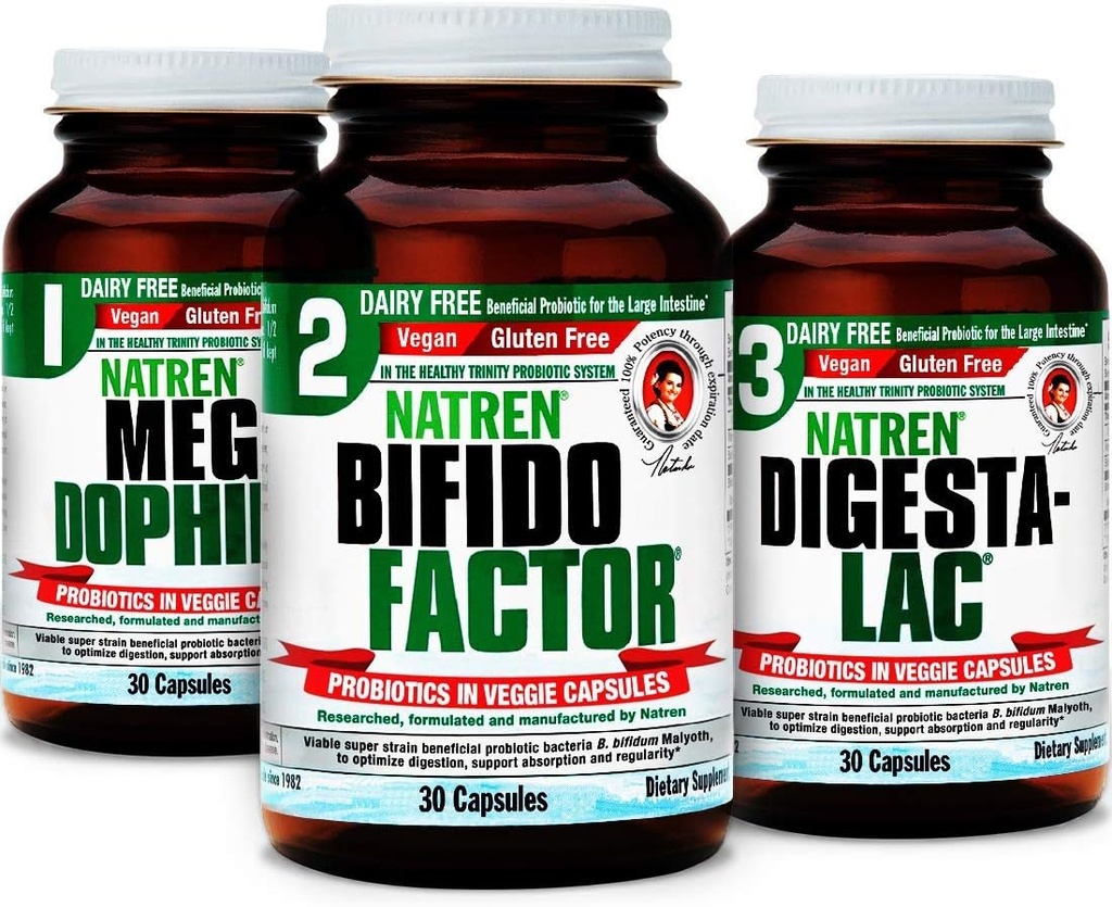 Natren Healthy Start System Système de supplément probiotique sans lait pour l'amélioration de la digestion, 30 capsules (paquet de 3)