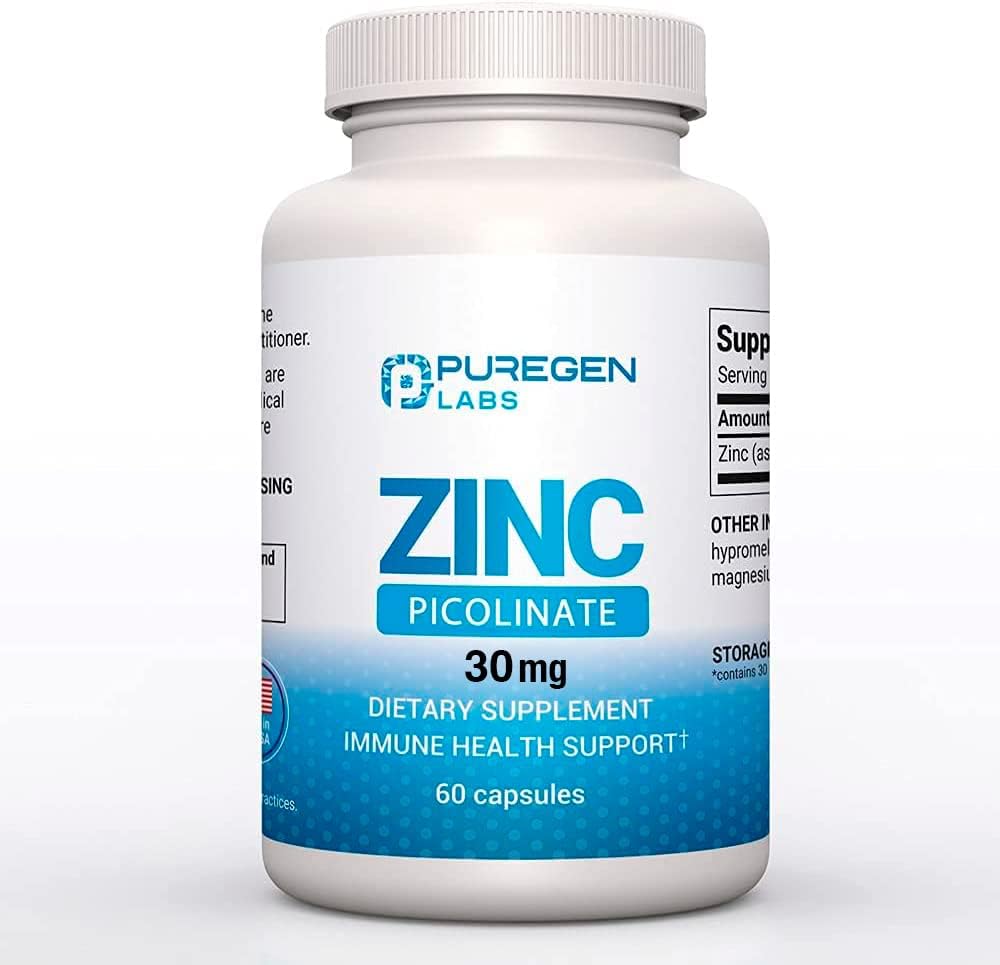 Supplément de picolinate de zinc 30mg [haute absorption] – Picolinate de zinc pour système de soutien immunitaire 60 capsules