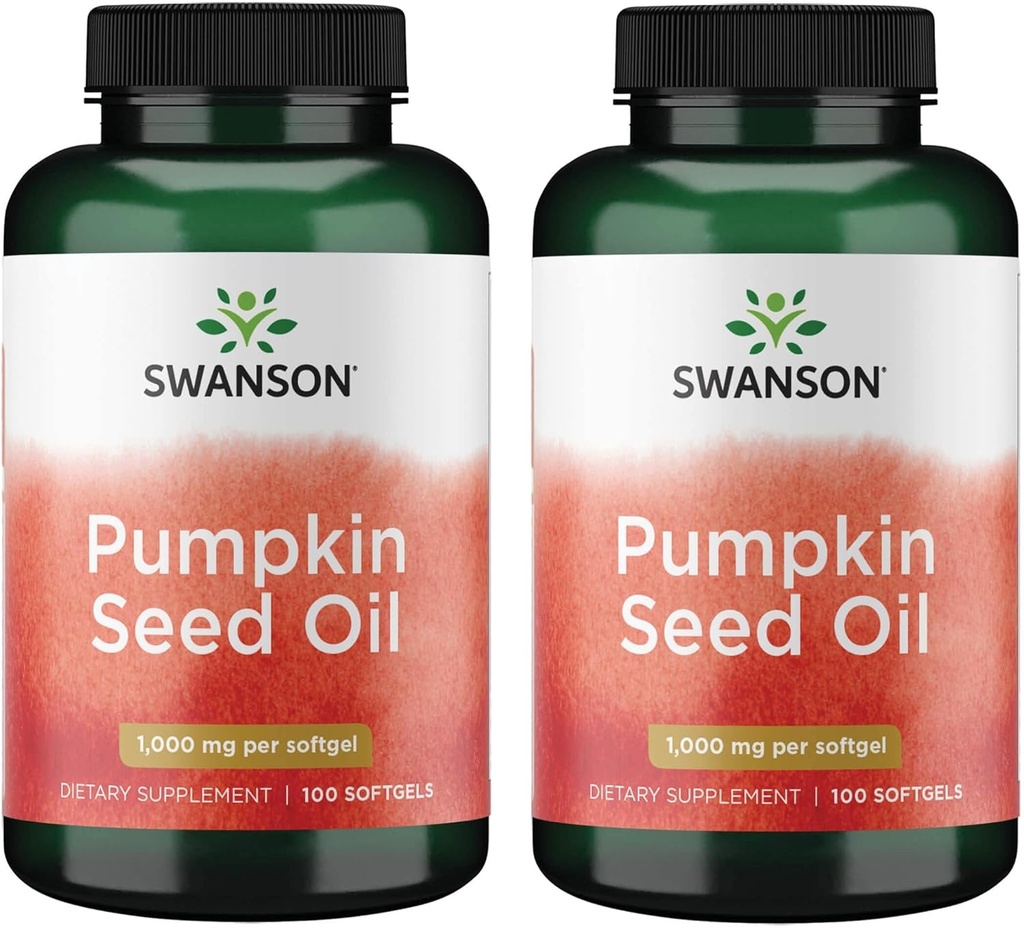 Huile de graines de citrouille de Swanson - Haute Biodisponible EFA - (100 Capsules Softgel, 1000mg chacune) 2 Pack