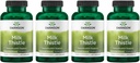 Swanson Thistle de lait (standardisé) - Supplément de soutien du foie à base de plantes w/ 80% Silymarin - Formule naturelle aidant à maintenir la santé et le bien-être - (120 Capsules) (4 Pack)