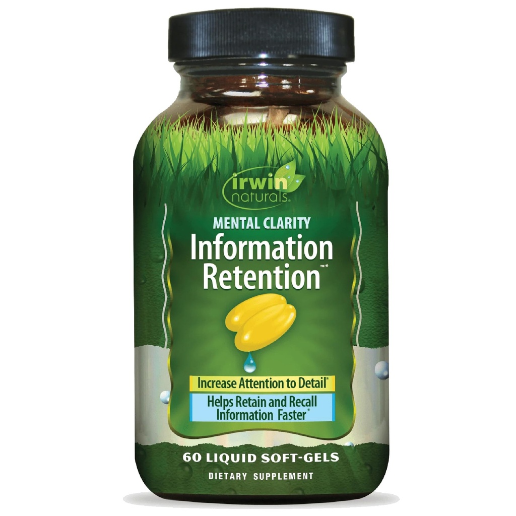 Irwin Naturals Conservation de l'information sur la clarté mentale - 60 Soft-Gels liquides - aide à accroître l'attention aux détails et à conserver et aux renseignements sur les rappels plus rapidement - 30 Total des services