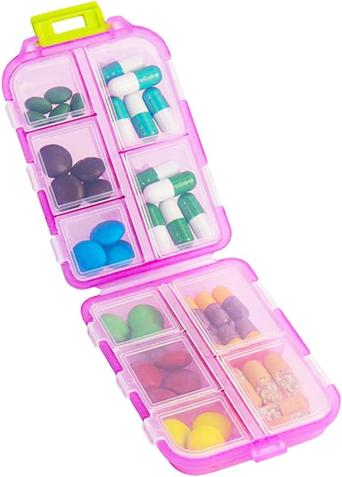 Pilule de voyage Organisateur, Preuve d'humidité Boîte de distributeur de médicaments quotidiens, petit cas hebdomadaire de vitamine pour supplément, huile de poisson, Meds, pharmacie de poche