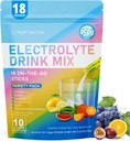 Electrolytes en poudre - sans sucre, naturellement aromatisé, 10 électrolytes et vitamines Mélange de boissons électrolytes - lot de variétés 6 saveurs, kéto, végétalien, non OGM, 18 paquets