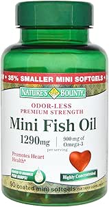 Huile de poisson de la nature 1290 mg Mini Softgels - 90 ct, lot de 5
