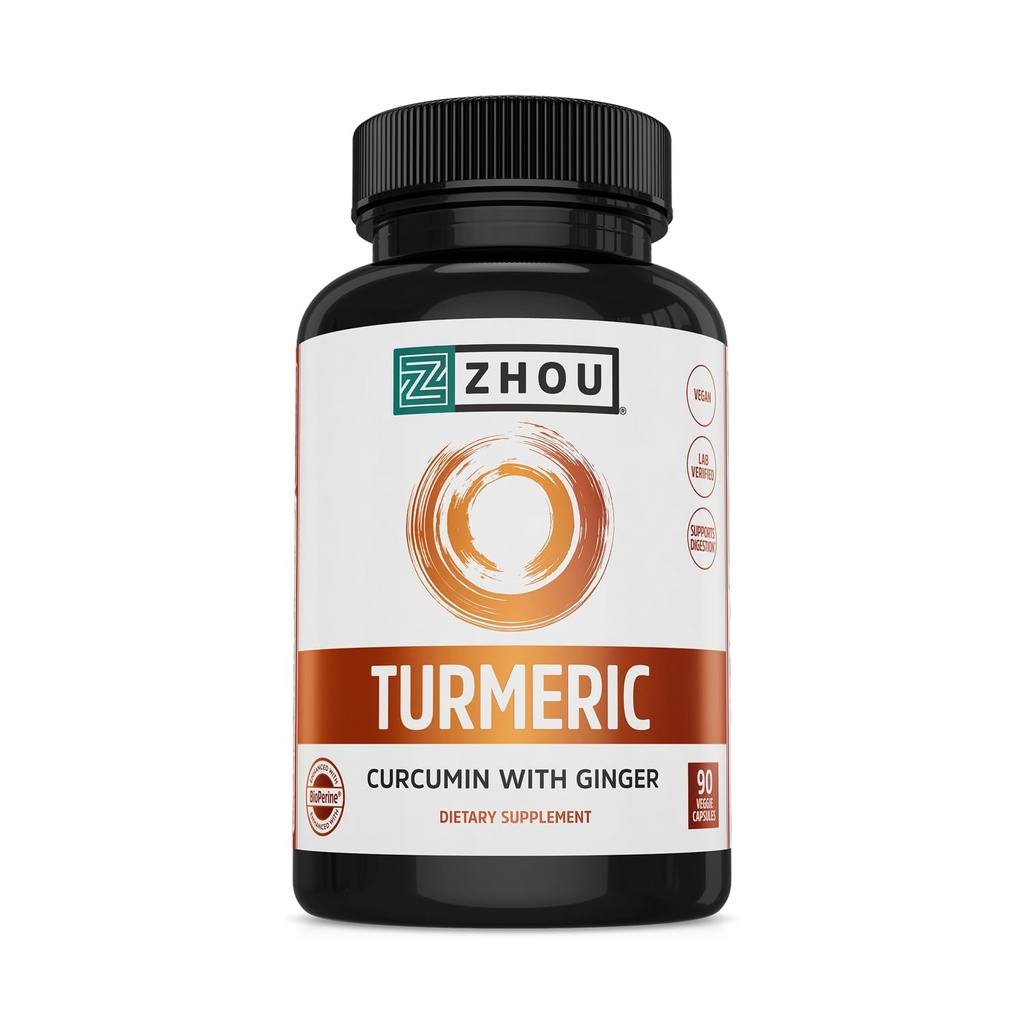 Curcumine avec gingembre - Supplément curcuma et gingembre pour les femmes et les hommes, Curcuminoïdes avec extrait de poivre noir pour la digestion et la santé digestive - 90 Capsules de Véggie