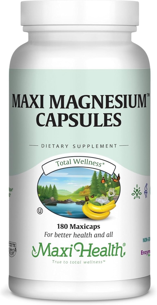 Magnesium Capsules - Energy Production - Muscle & Nerve Health - Bone Support - Magnesium Supplement from Magnesium Oxide, Magnesium Glycinate Chelate and Magnesium Citrate - 180 Count by Maxi Health