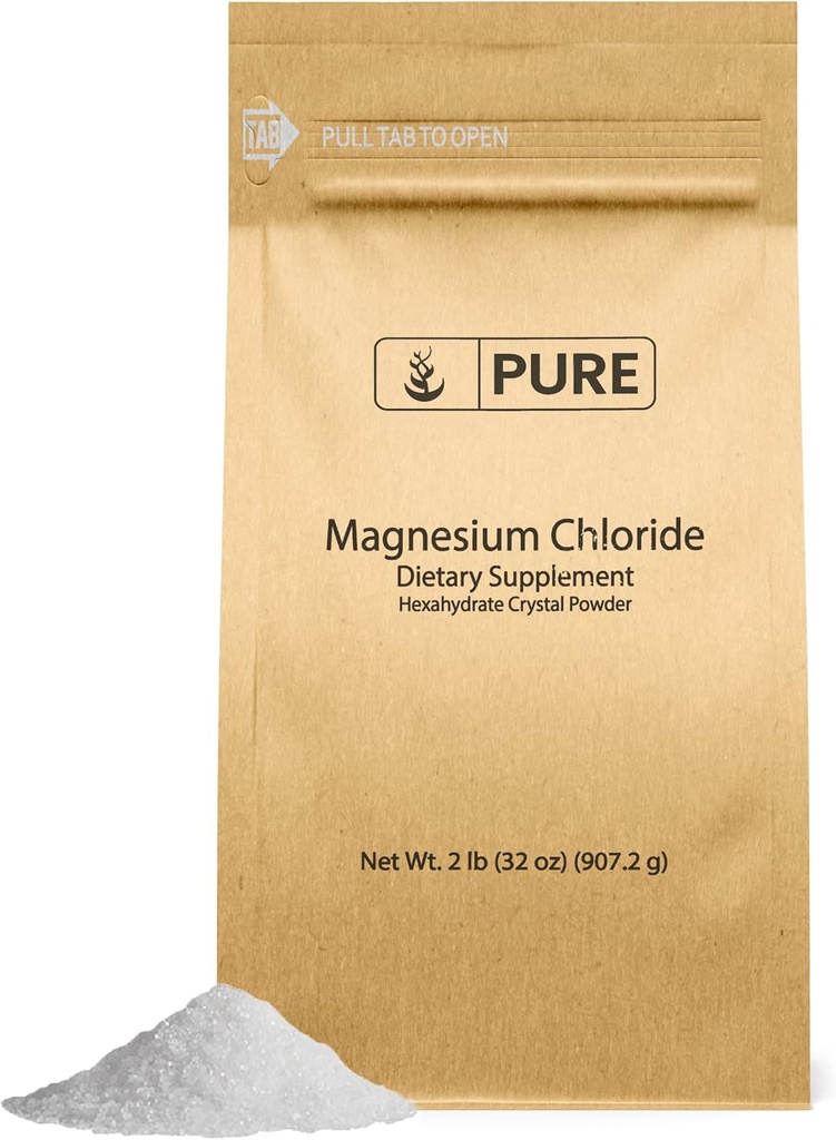 Ingrédients originaux purs Chlorure de magnésium (2 lb) Supplément oral, poudre de cristal, supplément de magnésium, grade alimentaire