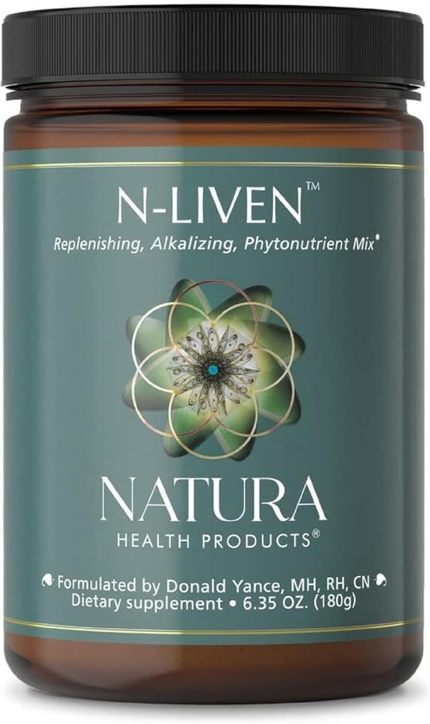 Produits de santé Natura Supplément N-liven - Bio Superfood Greens Powder Drink - Y compris Spiruline et Chlorophylle - Premier mélange d'orge, Kale, Épinards, Goji Berry, Framboise (180 Grams)