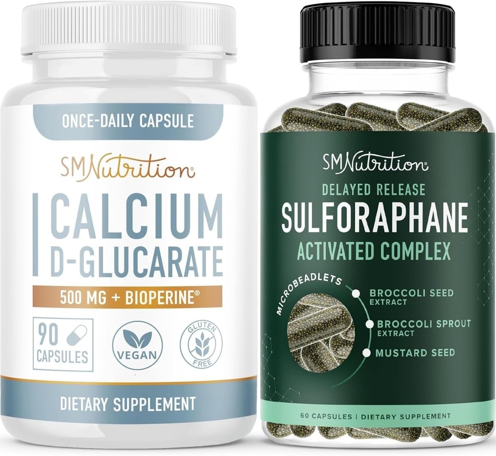 Complexe de Sulforaphane avec Calcium D-Glucarate.Cadre d'équilibrage hormonal avec supplément avancé de balance des hormones microbilles (60 portions) et supplément sans gluten végétalien sans OGM CDG (90 portions)