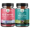 Bundle of G-Curve Butt and Breast Enhancement Pills with Saw Palmetto Extract and Liver Cleanse Detox & Repair - Milk Thistle for Digestion & Immune Health - Ginger Root Choline Dandelion Root