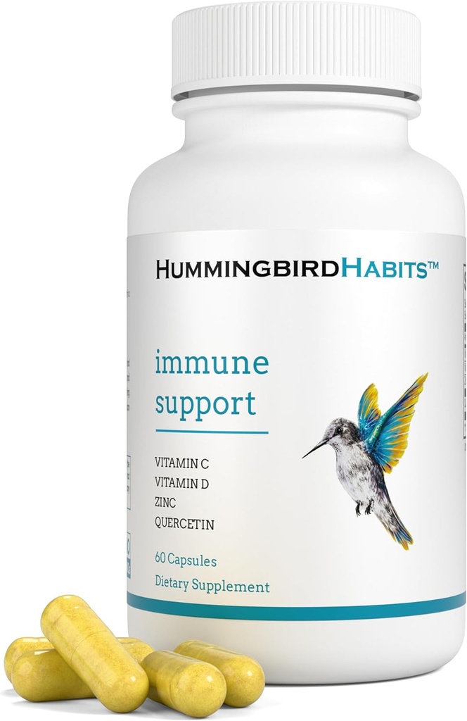 Soutien immunitaire, complexe de vitamines C et D de zinc Quercetin, suppléments de quercitine dihydratées 500 avec vitamine C de zinc D3 pour le soutien immunitaire, supplément végétalien (60 capsules)