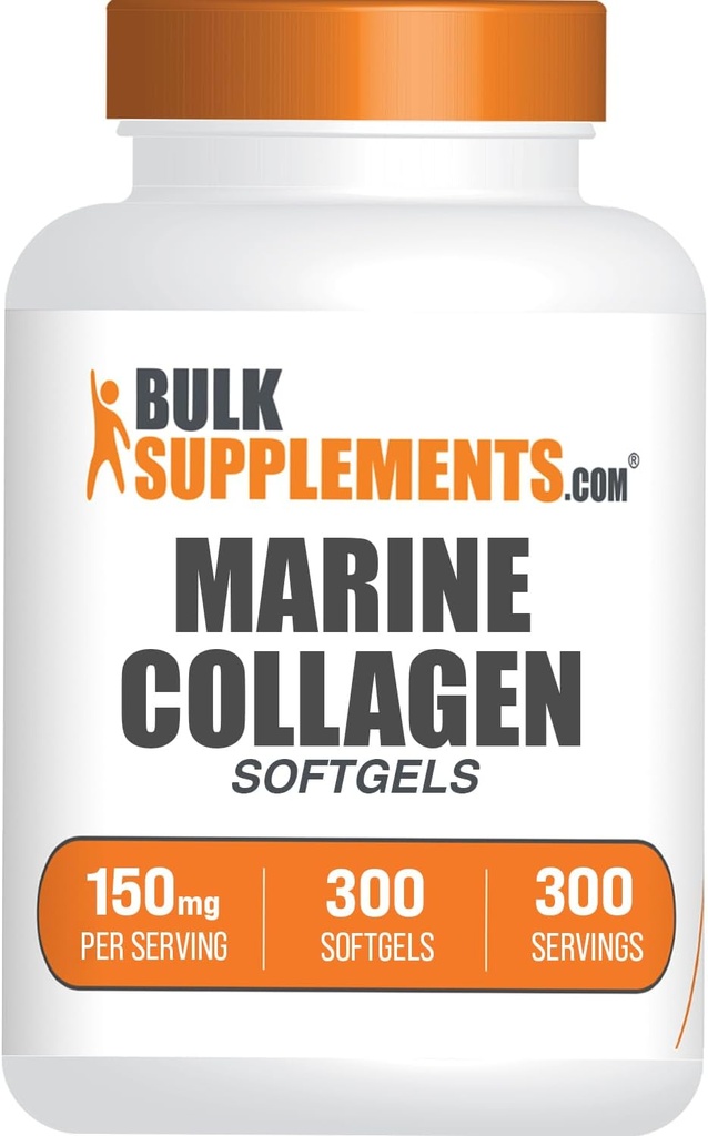 BulkSupplements.com Collagen Softgels - Collagen Peptides Capsules - Collagen Pills for Women - Collagen Peptides Pills - Collagen Marine - Collagen Supplements (300 comte - 300 portions)