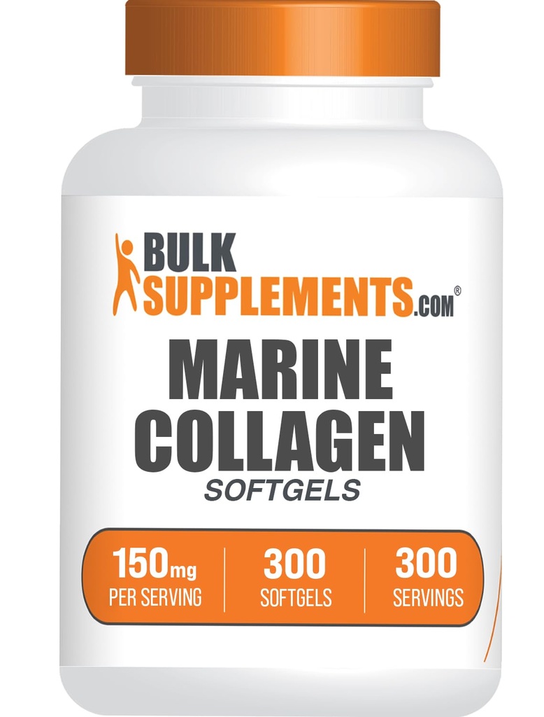 BulkSupplements.com Collagen Softgels - Collagen Peptides Capsules - Collagen Pills for Women - Collagen Peptides Pills - Collagen Marine - Collagen Supplements (300 comte - 300 portions)