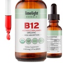 USDA Vitamine biologique B12 gouttes liquides 5000 mcg, méthylcobalamine, Sublingual, Absorption rapide, Énergie cellulaire, Soutien du métabolisme, Système nerveux, Focus mental, Vegan, Non-OGM, 2 fl oz, 60 portions