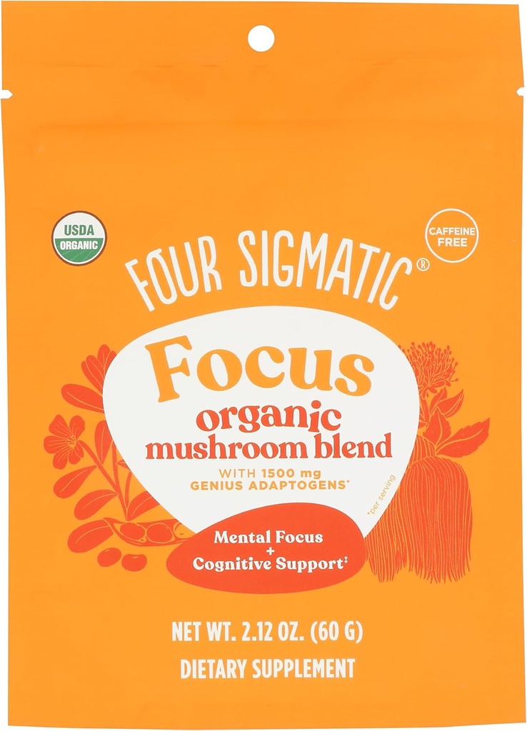 Four Sigmatic Focus Blend 7 Superfoods Adaptogen Blend Mix avec la Mane du Lion, Cordyceps, Rhodiola, Bacopa et Mucuna.
