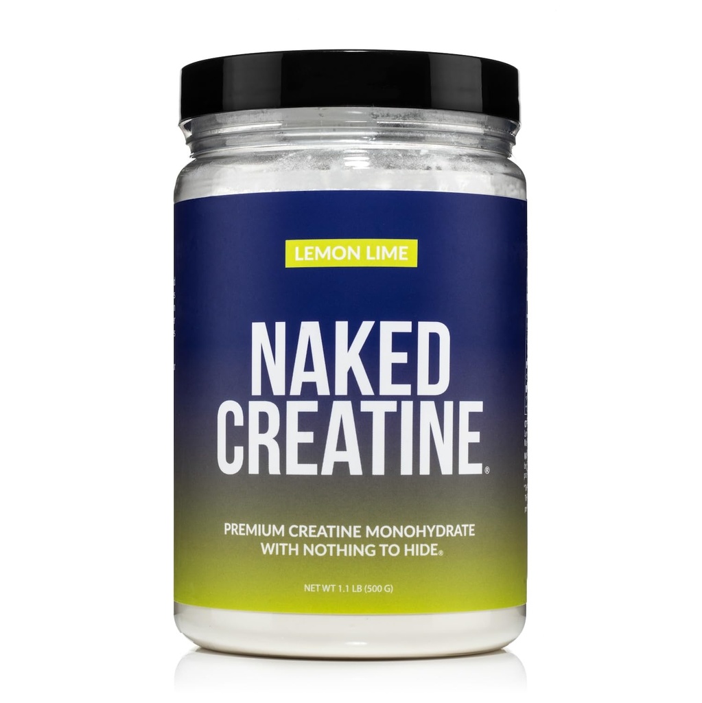 NAKED Lime de citron pur micronisée créatine monohydratée - 42 portions - 500 grammes, 1,1 lb en vrac, végétalien, non OGM, sans gluten, sans soja.