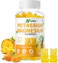 Gommies de magnésium potassique, nouvelle formule Gommies de magnésium glyciné au calme, suppléments de gommy à croquer pour les crampes des jambes et les muscles, ananas parfum 90 Comte