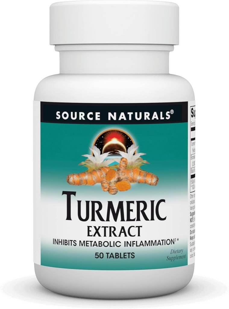 Source Naturals Extrait de curcuma - Soutient une réponse inflammatoire saine - 50 comprimés