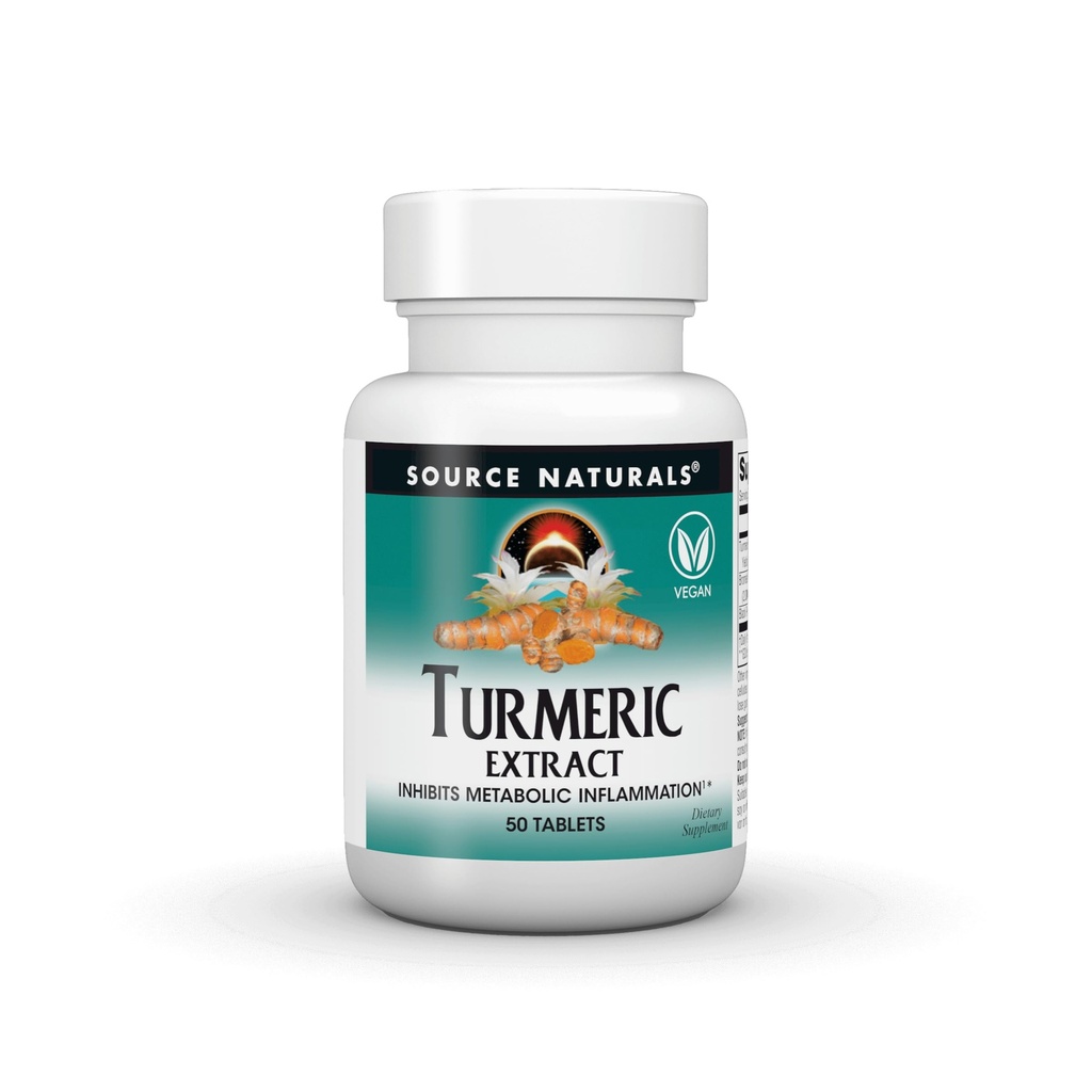 Source Naturals Extrait de curcuma - Soutient une réponse inflammatoire saine - 50 comprimés