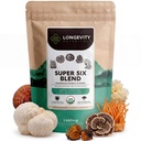 Longévité Botaniques Super Six Mélange de Champignons Biologiques 100g de Reishi, Lion, La Mane, Chaga, Cordyceps, Tremella & Turkey Tail.