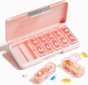 Betife AM PM Pill Organizer 2 fois par jour, 7 jours Pill Box Weekly Pill Organizer Travel with Separate Container, Portable Daily Medicine Planner Dispenser Case for Vitamine, Fish Oils, Suppléments