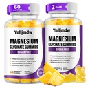 (2 packs) Glycinat de magnésium Gommies 500mg, supplément de magnésium à haute absorption avec calcium et vitamines, soutien os, muscles, nuit, mémoire et l'humeur, végétalien, non-OGM, 60 comtes, saveur d'ananas
