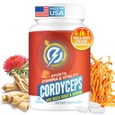 Cordyceps Capsules de champignons - Supplément de soutien immunitaire et énergétique avec Cordyceps Militaris, Maca Root, Ginseng, Rhodiola, Supplément de champignons pour l'endurance, l'endurance, la performance athlétique, 60 capsules