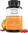 Thomas's all-natural Remedies Vitamine C with Organic Elderberry, Bioflavonides d'agrumes organiques - Complément alimentaire entier - Non-OGM - Végétalien brut - 90 Capsules