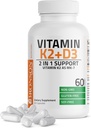 Bronson Vitamine K2 D3 (MK7) Supplément Non-OGM Formule Vitamine D3 5000IU (125 mcg) et 90 mcg K2 MK-7, Complexe D & K facile à avaler, 60 Capsules
