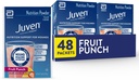 Juven Therapeutic Nutrition Drink Poudre incluant les peptides de collagène, les acides aminés et le HMB pour le soutien de guérison des plaies, punch aux fruits, 48 paquets