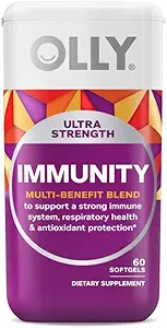 OLLY Ultra Strength Immunity Softgels, Immune et support respiratoire, zinc, vitamine C + D, supplément, 30 jours d'approvisionnement - 60 Compte