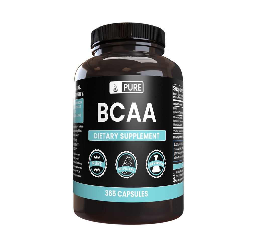 Ingrédients originaux purs BCAA (365 Capsules) Pas de Magnésium ou de Rice Fillers, Toujours Pure, Verified Lab