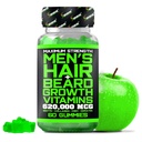 Meilleures Vitamines de croissance de la barbe - Gommies de biotine pour la croissance de la barbe et des cheveux – Résistance maximale 620.000mcg Biotine avec collagène, MSM, Keratin & Extrait de bambou