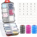 3 Pack 14 GRIDS Boîte d'organisateur de pilules de voyage avec étiquettes - Trousse de médicaments de voyage - Pocket Daily Pharmacie Conteneur - Distributeur de médicaments de voyage pour l'huile de poisson entreposage de supplément de vitamine - Clair