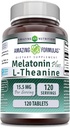 Formules étonnantes Melatonin Plus L-Theanine 15,5 Mg , Supplément de comprimés , non-OGM , sans gluten , Fabriqué aux États-Unis (1 Pack , 120 comte)