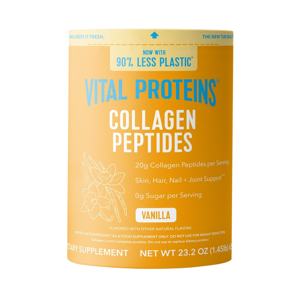 Protéines vitales Poudre de peptides de collagène - Peptides de collagène à l'herbe pour les cheveux, les ongles, la peau, les os et la santé articulaire, Vanille, 23.2 Ounces