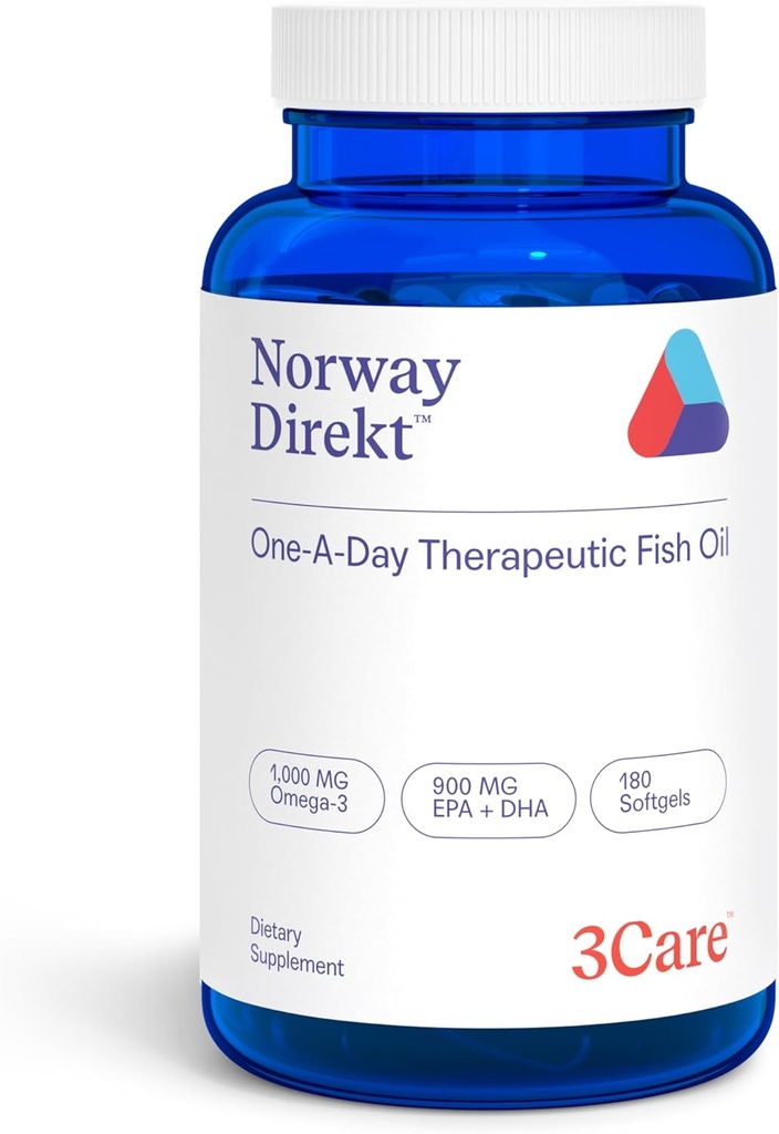 Norway Direkt Omega-3 Fish Oil 2,000mg of Omega-3 per 2 softgel| 1060mg EPA, 740mg DHA (2 Soft-Gel Serving) Pharmaceutical Grade (180 Softgels)