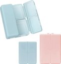 FYY 2 Pcs Daily Pill Organizer, 7 compartiments Portable Pill Case Travel Pill Organizer, [Conception pliante] Pill Box for Purse Pocket to Hold Vitamines, huile de foie de morue, suppléments et médicaments-navy+ Rose