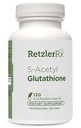 RetzlerRx S-acétyl glutathion Supplément 100 mg. par gélule, Fabriqué aux États-Unis - 120 capsules résistantes aux acides - Support antioxydant - Non-OGM, sans soja et sans gluten / Bergaflow®, Classe pharmaceutique