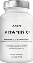 Supplément vitamine C+ d'amen avec zinc, bioflavonoïdes, Quercetin, Rose HIPS, Elderberry – végétalien, non-OGM – 2 mois d'approvisionnement - 120 capsules
